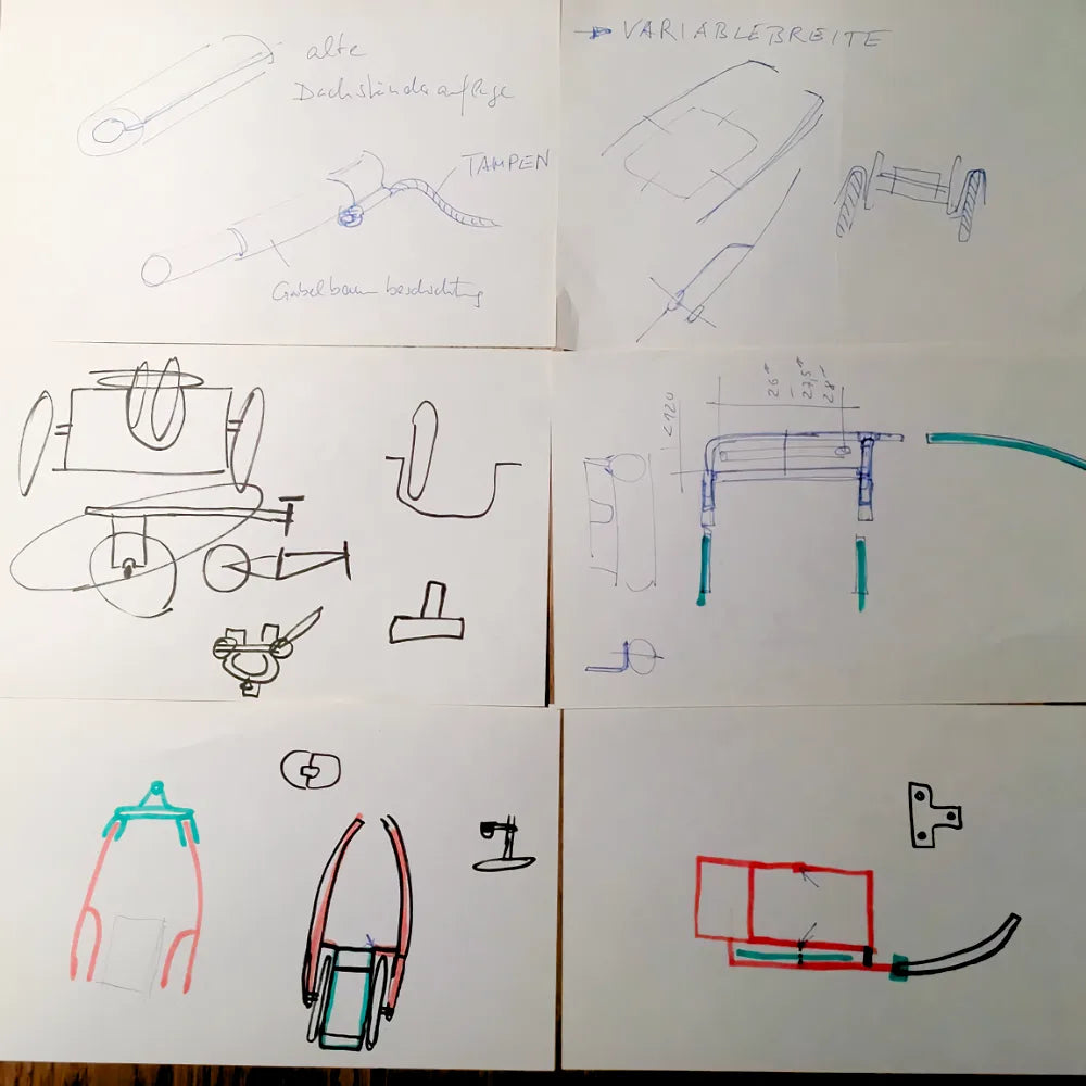 First design sketches for the reacha bicycle trailer